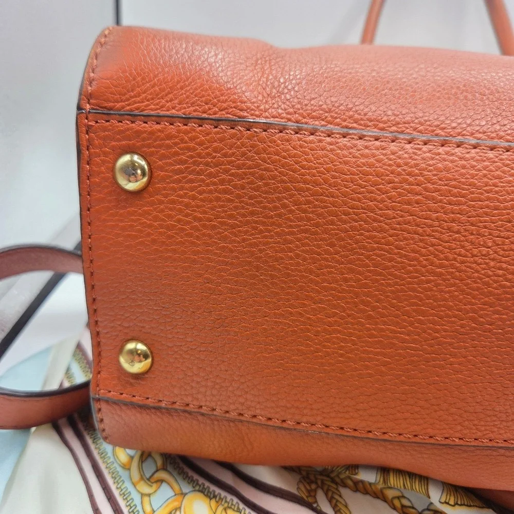 Michael Kors Cognac Leather Tote Large Satchel Shoulder Bag Quiet Luxury